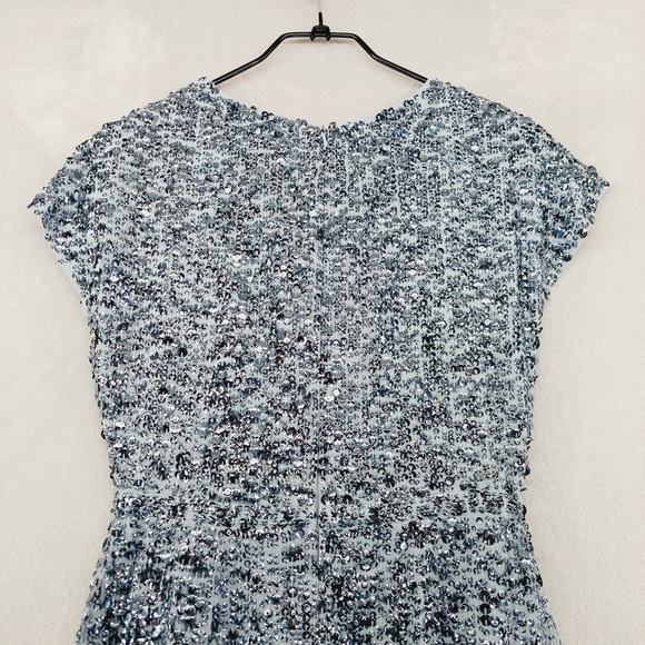 NEW Mac Duggal 10766 Blue Cocktail Sequin Short Midi Dress P5781 - Picture 6 of 9